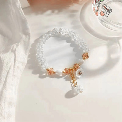 Bohemian Lucky Crystal Beaded Bracelet Handmade Pearl Stretch βραχιόλι με κρεμαστό κόσμημα μαργαρίτας για γυναίκες Κοσμήματα για κορίτσια