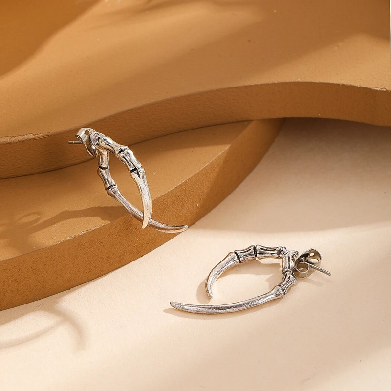 Kinitial Claw auskari, priekšējie aizmugurējie auskari, spīļu juvelierizstrādājumu auskari, gotiskās rotaslietas, ausu jaka, pūķa naga rotaslietas, priekšējā aizmugure