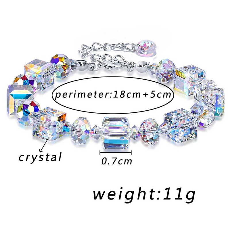 Modes ziemeļblāzmas kristālu rokassprādze sievietēm Luksusa regulējama AB krāsas kvadrātveida fāzēm rokassprādze meiteņu ballītēm rotaslietas dāvanas