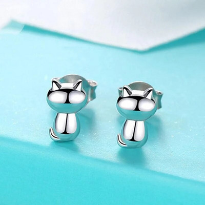 Eleganti modes aksesuāri sievietēm Tiny Kitty Cat Stud Stud Auskari Sieviešu dzimšanas dienas ballītei Jubilejas Dāvanu Rotaslietas Pendiente