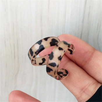 Корейски сладки акрилни обеци с леопардов принт за жени Модерни обеци с халки от прозрачна смола с геометрична форма C Естетични подаръци за бижута