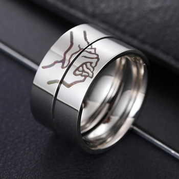 Δώρο για την επέτειο του Αγίου Βαλεντίνου Μόδα 2 τεμαχίων ανοξείδωτο ατσάλι Δαχτυλίδι γάμου Ασημί Χρώμα Ροματικό Σχέδιο Καρδιά Γάμου Δώρο για την Ημέρα του Αγίου Βαλεντίνου