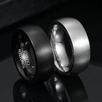 100% волфрамов карбид мъжки пръстен годежен чар бижута пръстен 8MM Anillos para hombres класическа черна матова повърхност волфрамова стомана