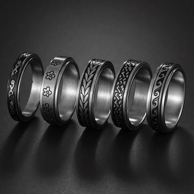 Anxiety Ring Fidget Spinner Rings For Women Пръстени от неръждаема стомана Fidgets Rotate Freely Антистрес аксесоари Мъжки бижута
