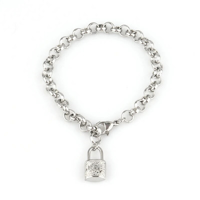 Hip-hop karkötők Punk Lover`s Lock Medál karkötők Divatos rozsdamentes acél szerető szív vastag lánc karkötők pár ékszer