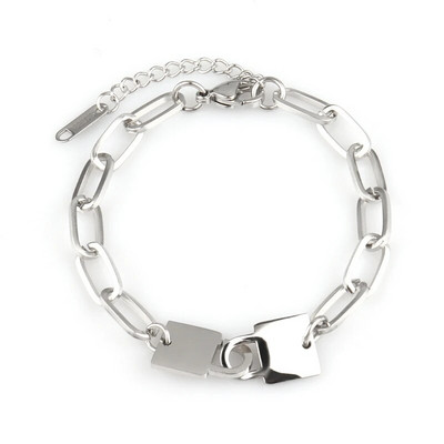 Hip-hop karkötők Punk Lover`s Lock Medál karkötők Divatos rozsdamentes acél szerető szív vastag lánc karkötők pár ékszer