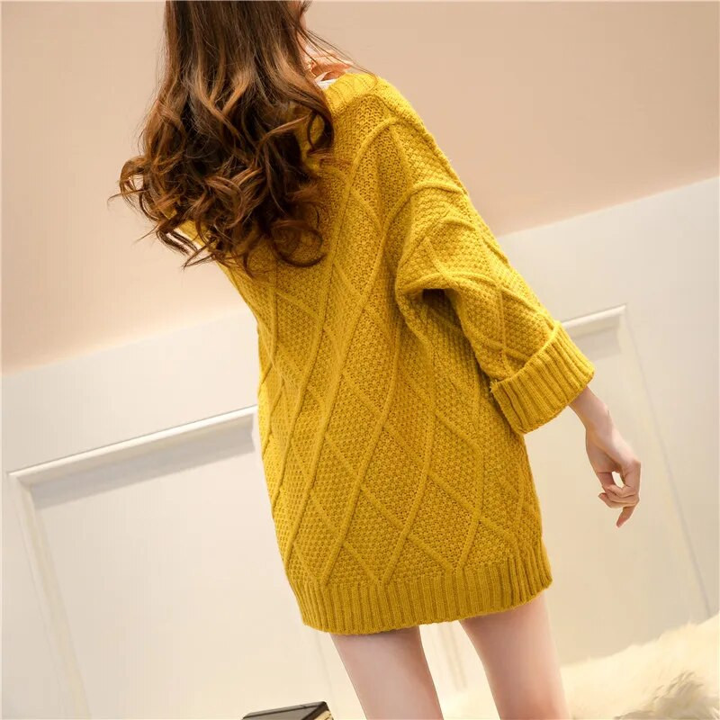 Piros, vastag, meleg kötött pulóver Női diák felsők Őszi téli divat alkalmi laza nagy zsebes kötött kardigán női pulóver