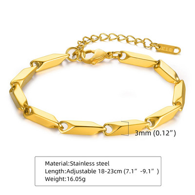 HIYEE Bar Link Thai Baht karkötő, arany fekete 18+5cm rozsdamentes acél aranyozott bambusz karkötő férfi ékszer, férfi ajándék