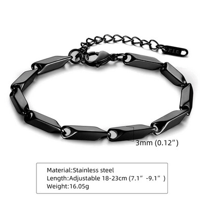 HIYEE Bar Link Thai Baht karkötő, arany fekete 18+5cm rozsdamentes acél aranyozott bambusz karkötő férfi ékszer, férfi ajándék