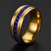 8 MM nerūsējošā tērauda gredzens unisex safīra kubiskā cirkonija gredzens sievietēm smalki saderināšanās piederumi, nerūsējošā tērauda rotaslietas dāvanas