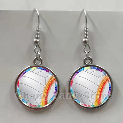 Ikdienas sportiski beisbola bumbiņu auskari stikla izliekti apaļi volejbola futbola tēls metāla auskari dzimšanas dienas dāvana