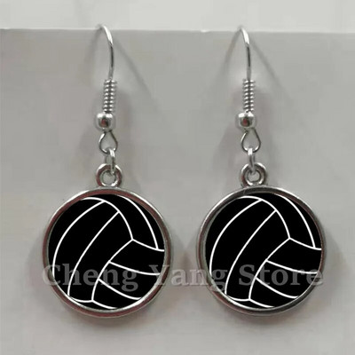 Ikdienas sportiski beisbola bumbiņu auskari stikla izliekti apaļi volejbola futbola tēls metāla auskari dzimšanas dienas dāvana