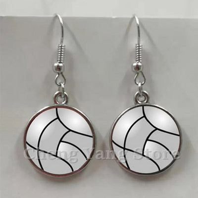 Ikdienas sportiski beisbola bumbiņu auskari stikla izliekti apaļi volejbola futbola tēls metāla auskari dzimšanas dienas dāvana