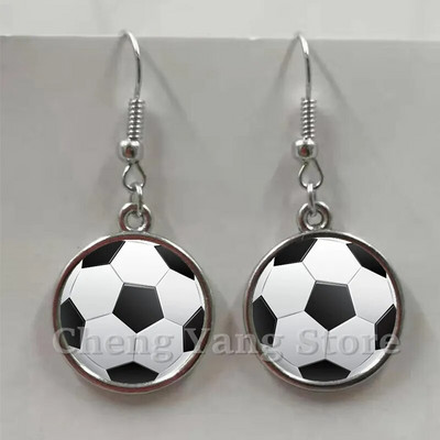 Ikdienas sportiski beisbola bumbiņu auskari stikla izliekti apaļi volejbola futbola tēls metāla auskari dzimšanas dienas dāvana