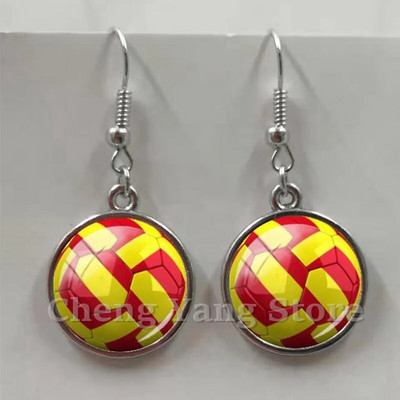 Ikdienas sportiski beisbola bumbiņu auskari stikla izliekti apaļi volejbola futbola tēls metāla auskari dzimšanas dienas dāvana