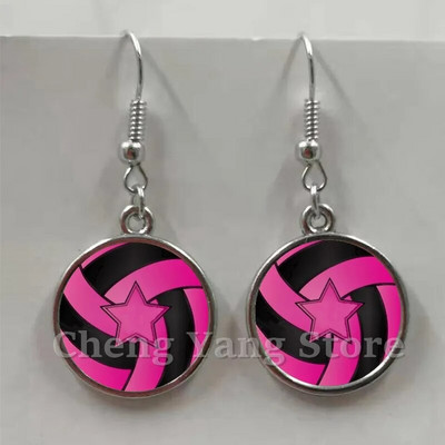 Ikdienas sportiski beisbola bumbiņu auskari stikla izliekti apaļi volejbola futbola tēls metāla auskari dzimšanas dienas dāvana