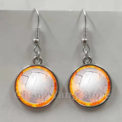 Ikdienas sportiski beisbola bumbiņu auskari stikla izliekti apaļi volejbola futbola tēls metāla auskari dzimšanas dienas dāvana