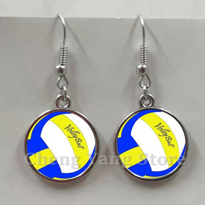 Ikdienas sportiski beisbola bumbiņu auskari stikla izliekti apaļi volejbola futbola tēls metāla auskari dzimšanas dienas dāvana