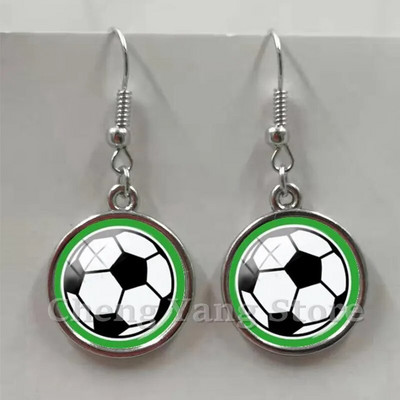 Ikdienas sportiski beisbola bumbiņu auskari stikla izliekti apaļi volejbola futbola tēls metāla auskari dzimšanas dienas dāvana