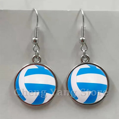 Ikdienas sportiski beisbola bumbiņu auskari stikla izliekti apaļi volejbola futbola tēls metāla auskari dzimšanas dienas dāvana