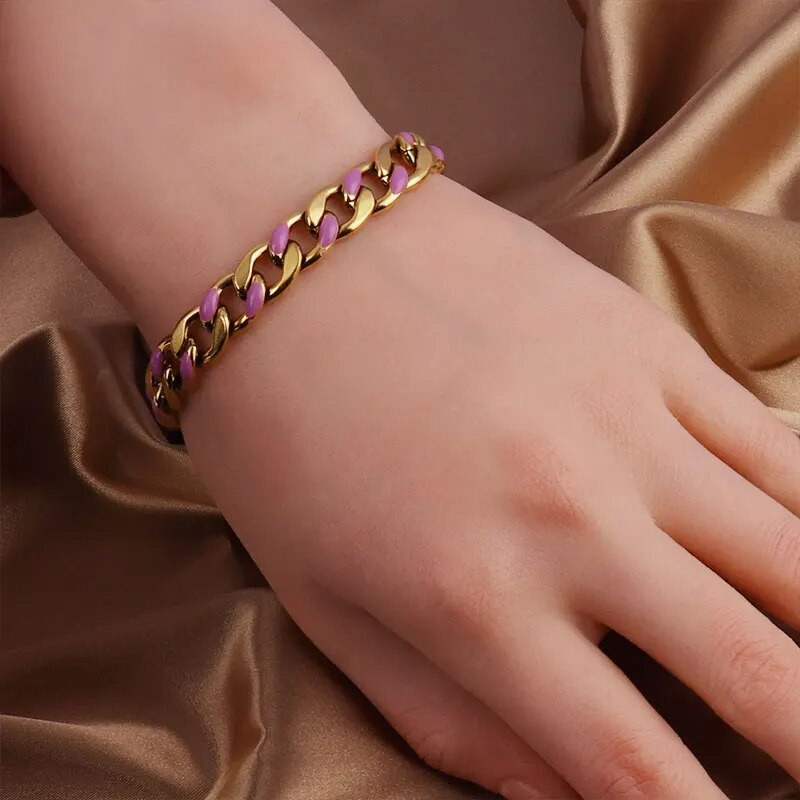 Jauna dizaina nerūsējošā tērauda rokassprādze Krāsainas modes rotaslietas sievietēm Kāzu ballītes dāvanu šarms, regulējamas rokassprādzes rotaslietas