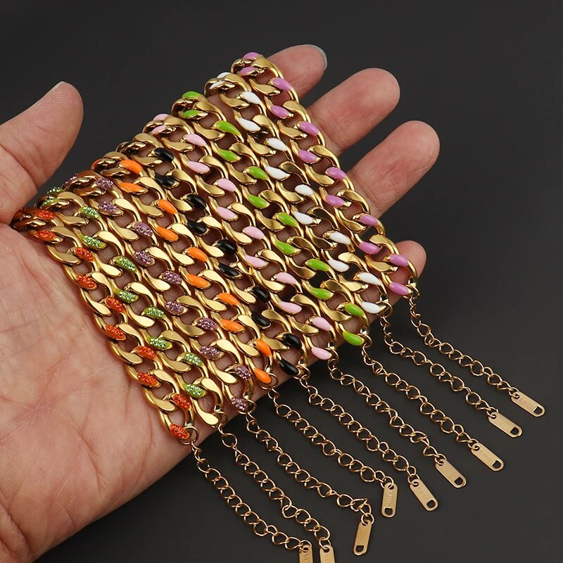 Jauna dizaina nerūsējošā tērauda rokassprādze Krāsainas modes rotaslietas sievietēm Kāzu ballītes dāvanu šarms, regulējamas rokassprādzes rotaslietas