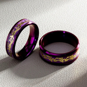 Purple Dragon Phoenix Ανοξείδωτα Δαχτυλίδια Ζευγάρι Γούρι Μοντέρνα για Γυναίκες Άντρες Κορίτσι Φίλος Κοσμήματα Δημιουργικότητα Δώρο Χονδρική