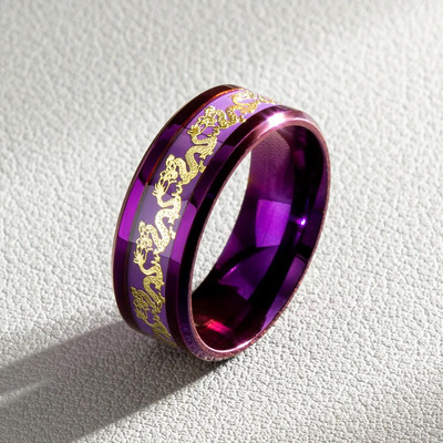 Purple Dragon Phoenix Ανοξείδωτα Δαχτυλίδια Ζευγάρι Γούρι Μοντέρνα για Γυναίκες Άντρες Κορίτσι Φίλος Κοσμήματα Δημιουργικότητα Δώρο Χονδρική