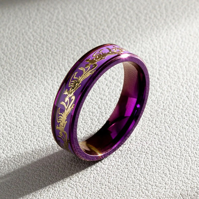 Purple Dragon Phoenix Ανοξείδωτα Δαχτυλίδια Ζευγάρι Γούρι Μοντέρνα για Γυναίκες Άντρες Κορίτσι Φίλος Κοσμήματα Δημιουργικότητα Δώρο Χονδρική