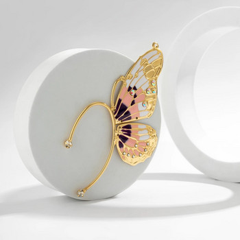 Salircon Единични изящно метални обеци с щипка за уши с голяма пеперуда Модерни обеци с кристали Дамски готически естетични бижута