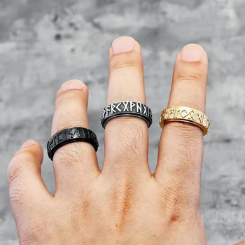 Vintage περιστρεφόμενο δαχτυλίδι Viking Rune για άντρες Γυναικείο ατσάλι/μαύρο/χρυσό από ανοξείδωτο ατσάλι Nordic Viking Rings Fashion Charm Κοσμήματα Δώρο