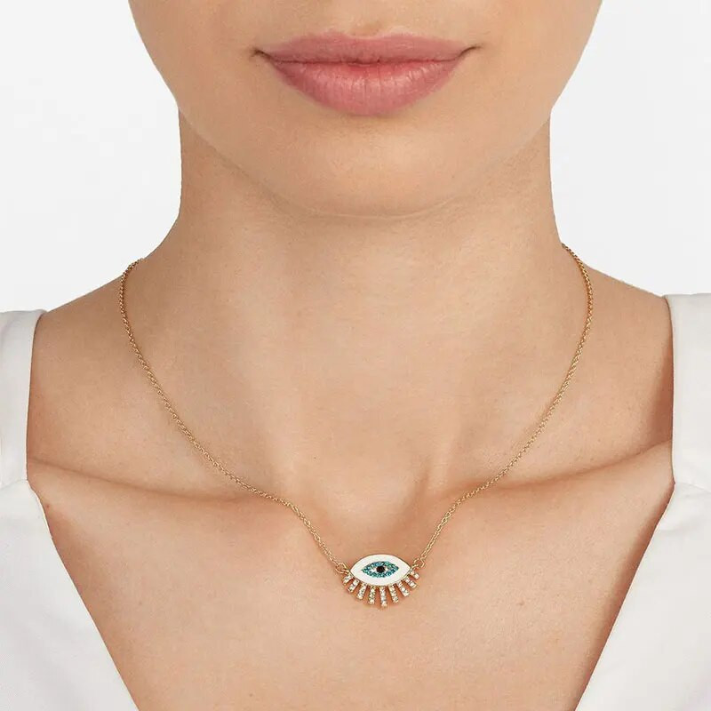 Türgi mood Evil Eyes Tsirkooniumoksiidist kaelakee Naiste ehted Kvaliteetne lülikett Evil Eye ripats kaelakee Bijoux Femme