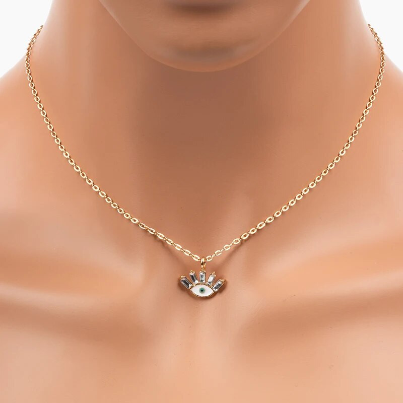 Türgi mood Evil Eyes Tsirkooniumoksiidist kaelakee Naiste ehted Kvaliteetne lülikett Evil Eye ripats kaelakee Bijoux Femme