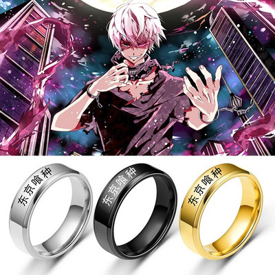 Anime Cosplay la modă PENTRU Tokyo Ghoul Ken Kaneki Gold Sliver Black 316L Inele din oțel inoxidabil pentru bărbați, femei, bijuterii, fani anime