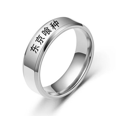 Moderna Cosplay Anime FOR Tokyo Ghoul Ken Kaneki Gold Sliver Black 316L Nerūsējošā tērauda gredzeni vīriešiem Sieviešu rotaslietas Anime fani