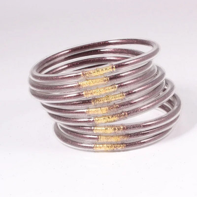 9gab/komplekts Glitter Jelly Aproces Rokassprādzes Komplekts Sievietēm Glitter Pildītas Želejas Silikona Rokassprādzes Meitenēm Sievietēm