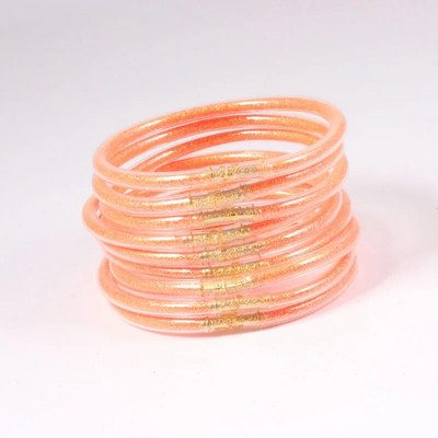 9gab/komplekts Glitter Jelly Aproces Rokassprādzes Komplekts Sievietēm Glitter Pildītas Želejas Silikona Rokassprādzes Meitenēm Sievietēm