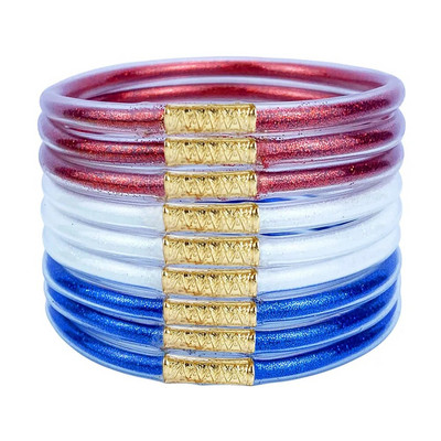 9gab/komplekts Glitter Jelly Aproces Rokassprādzes Komplekts Sievietēm Glitter Pildītas Želejas Silikona Rokassprādzes Meitenēm Sievietēm