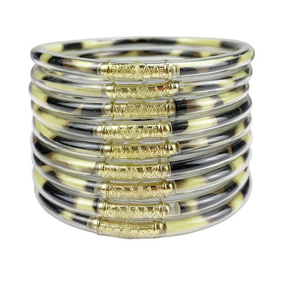 9gab/komplekts Glitter Jelly Aproces Rokassprādzes Komplekts Sievietēm Glitter Pildītas Želejas Silikona Rokassprādzes Meitenēm Sievietēm