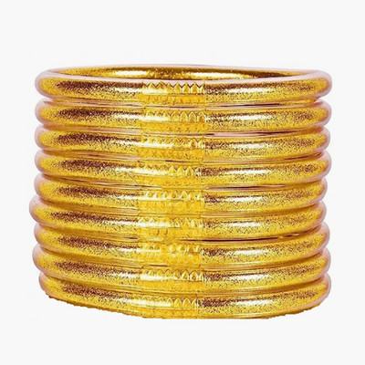 9gab/komplekts Glitter Jelly Aproces Rokassprādzes Komplekts Sievietēm Glitter Pildītas Želejas Silikona Rokassprādzes Meitenēm Sievietēm