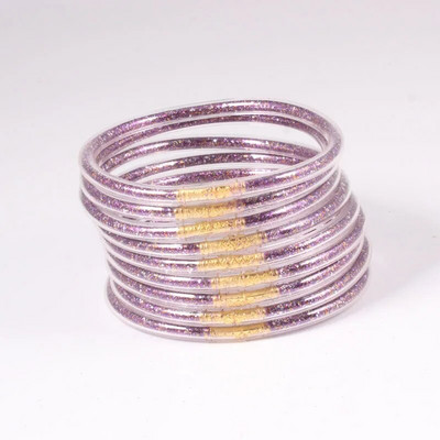 9gab/komplekts Glitter Jelly Aproces Rokassprādzes Komplekts Sievietēm Glitter Pildītas Želejas Silikona Rokassprādzes Meitenēm Sievietēm