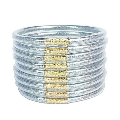 9gab/komplekts Glitter Jelly Aproces Rokassprādzes Komplekts Sievietēm Glitter Pildītas Želejas Silikona Rokassprādzes Meitenēm Sievietēm