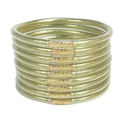 9gab/komplekts Glitter Jelly Aproces Rokassprādzes Komplekts Sievietēm Glitter Pildītas Želejas Silikona Rokassprādzes Meitenēm Sievietēm