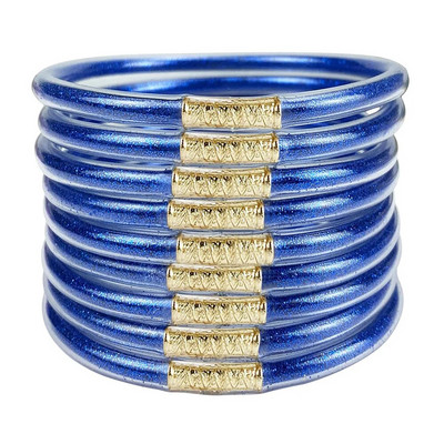 9gab/komplekts Glitter Jelly Aproces Rokassprādzes Komplekts Sievietēm Glitter Pildītas Želejas Silikona Rokassprādzes Meitenēm Sievietēm