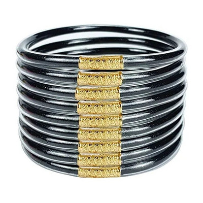 9gab/komplekts Glitter Jelly Aproces Rokassprādzes Komplekts Sievietēm Glitter Pildītas Želejas Silikona Rokassprādzes Meitenēm Sievietēm