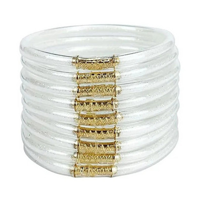 9gab/komplekts Glitter Jelly Aproces Rokassprādzes Komplekts Sievietēm Glitter Pildītas Želejas Silikona Rokassprādzes Meitenēm Sievietēm