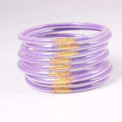 9gab/komplekts Glitter Jelly Aproces Rokassprādzes Komplekts Sievietēm Glitter Pildītas Želejas Silikona Rokassprādzes Meitenēm Sievietēm