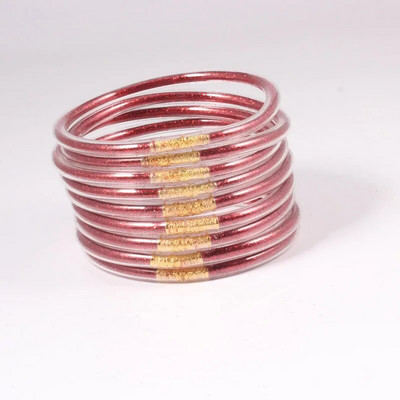 9gab/komplekts Glitter Jelly Aproces Rokassprādzes Komplekts Sievietēm Glitter Pildītas Želejas Silikona Rokassprādzes Meitenēm Sievietēm