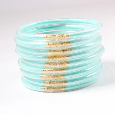 9gab/komplekts Glitter Jelly Aproces Rokassprādzes Komplekts Sievietēm Glitter Pildītas Želejas Silikona Rokassprādzes Meitenēm Sievietēm