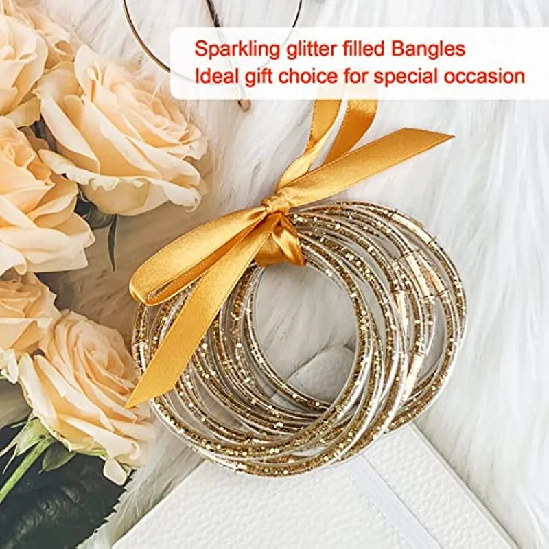 9gab/komplekts Glitter Jelly Aproces Rokassprādzes Komplekts Sievietēm Glitter Pildītas Želejas Silikona Rokassprādzes Meitenēm Sievietēm